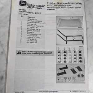 John Deere Installation Instruction Manual Bm17802 Windshield Kit M126343