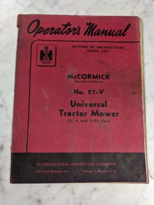 International Harvester Operator'S Service Manual Mccormick #27-V Mower
