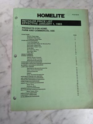 Homelite Retailer Parts Price List 1993 Chain Saw Sales Catalog Dealer Book