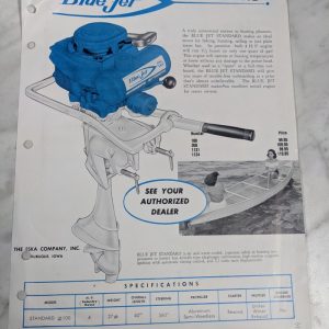 Vintage Blue Jet Standard Outboard Motor Sales Advertisement Literature #100