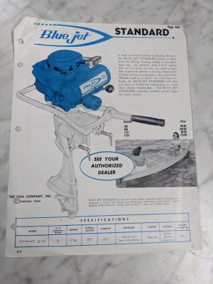 Vintage Blue Jet Standard Outboard Motor Sales Advertisement Literature #100