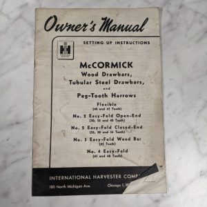 International Harvester Operator'S Service Manual Mccormick Drawbar & Harrow