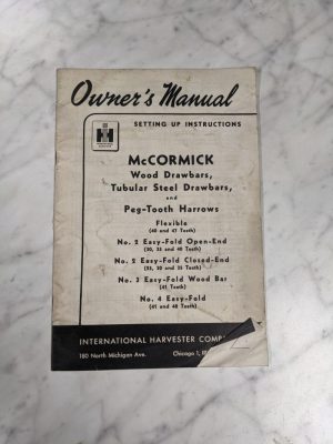 International Harvester Operator'S Service Manual Mccormick Drawbar & Harrow