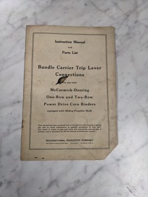 International Mccormick Operator'S Service Manual Bundle Carrier Trip Lever Con