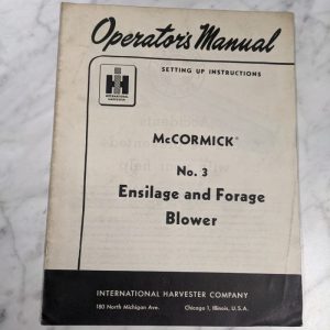 International Harvester Operator'S Service Manual Mccormick #3 Forage Blower