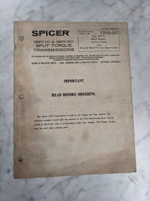 Spicer Sst-10 Sst-20 Split Torque Transmissions Illustrated Parts List Manual