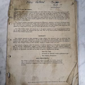 New Holland Operator Service Manual Super 717 Harvester 1971