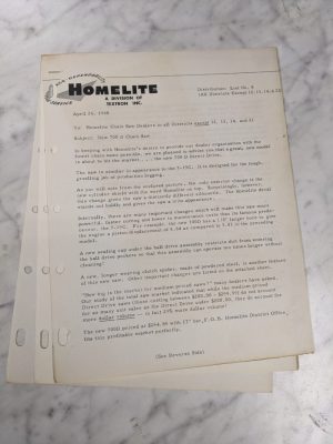 Homelite Sales Brochure Literature Dealership Promotion Chain Saw 700 D 1960