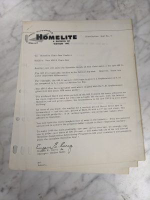 Homelite Sales Brochure Literature Dealership Promotion Chain Saw 600 D 1960