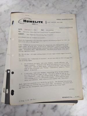 Homelite Chain Saw Dealers Highway Advertising Sign Program Literature 1964