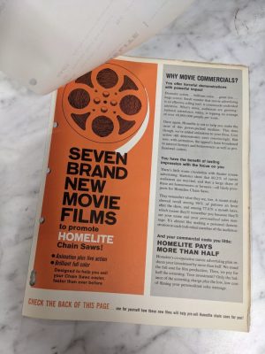 Homelite Chain Saw All-New Movie Commercials Advertising Program Literature 1964