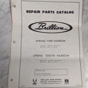 Brillion Service Repair Parts List Catalog Spring Tine Harrow Sts-81 101 121 3 4