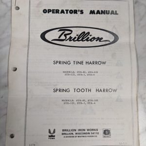 Brillion Service Repair Part List Catalog Spring Tooth Harrow Str-81 101 121 3 4