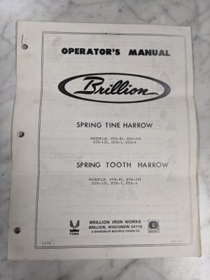 Brillion Service Repair Part List Catalog Spring Tooth Harrow Str-81 101 121 3 4