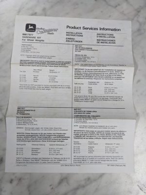John Deere Jd Product Service Information Bm17977 Harward Kit Wheel Weights 1996