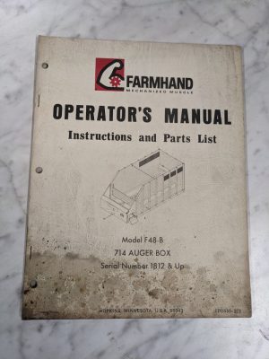 Farmhand Operator'S Service Manual Parts List F48-B 714 Auger Box