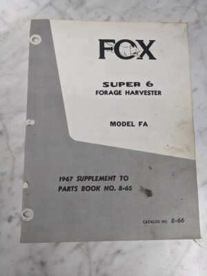 Fox Supplement Service Parts List Book Manual Catalog Super 6 Model Fa 8-66