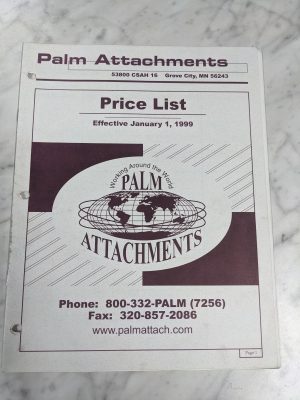 Palm Attachments Product Parts Price List January 1999 Skid-Steer Loader