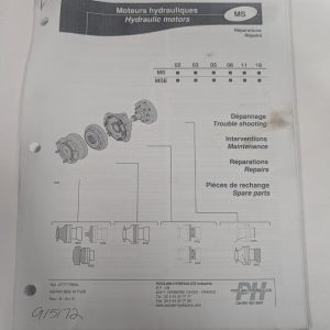 Poclain Hydraulics Motors Repair Service Manual Part List Mse 02 03 05 08 11 18