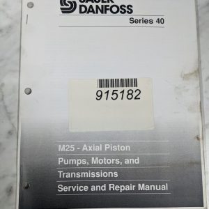 Sauer Danfoss Series 40 M25 Axial Piston Pump Motor Trans Service Repair Manual
