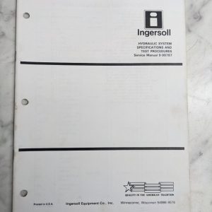 Ingersoll Tractor Service Manual Hydraulic Systems Specs & Test 9-99787