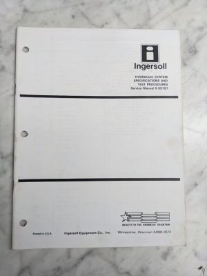 Ingersoll Tractor Service Manual Hydraulic Systems Specs & Test 9-99787