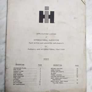 International Harvester Application Listing Fast Hitch Mount Implements Tractor