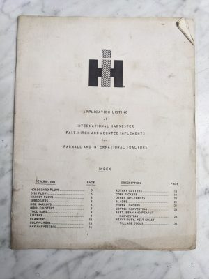International Harvester Application Listing Fast Hitch Mount Implements Tractor