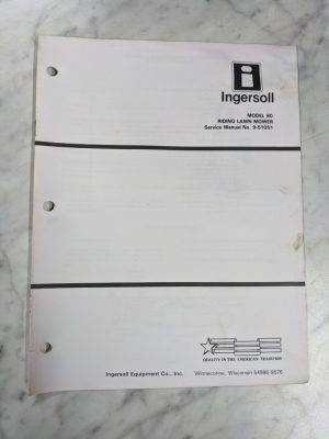 Ingersoll Tractor Service Manual Model 80 Riding Lawn Mower 9-51051
