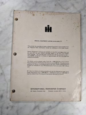 International Harvester Ih Marketing Special Equipment Listing Availability 1977