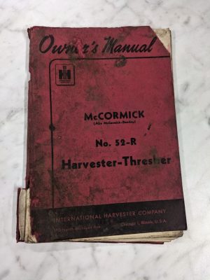 International Ih Mccormick Deering #52-R Harvester Thresher Owner Manual