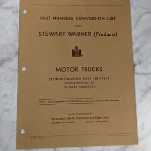 International Harvester Ih Part Numbers Conversion List Manual Stweart Warner