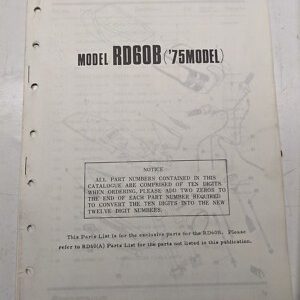 Yamaha Model Exclusive Parts List Oem Dealer Book Manual Rd60B 1975