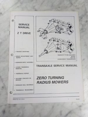Hydro-Gear Service Manual Z T Drive Transaxle Zero Turn Mower Transmission 1991