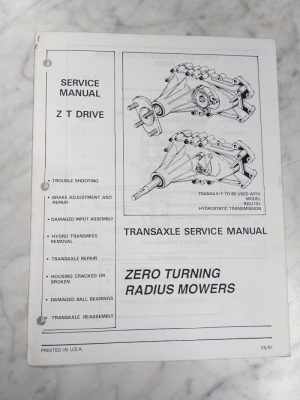 Hydro-Gear Service Manual Z T Drive Transaxle Zero Turn Transmission 1991 Mower