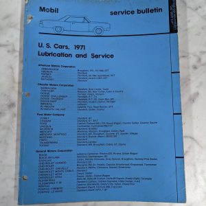 Mobil Service Bulletin Us Cars 1971 Lubrication & Service Manual Dealership Book