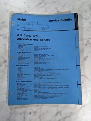 Mobil Service Bulletin Us Cars 1971 Lubrication & Service Manual Dealership Book