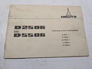 Duetz D2506 D5506 Z 1001-1 2 3 5 9 Parts List Book Manual **In German Only**