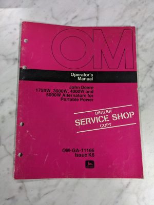 John Deere Jd Operator'S Manual 1750 3000 4000 5000 W Alternators Om-Ga-11166