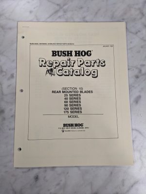 Bush Hog Repair Parts List Book Catalog Manual Rear Mounted Blades 1993 Models