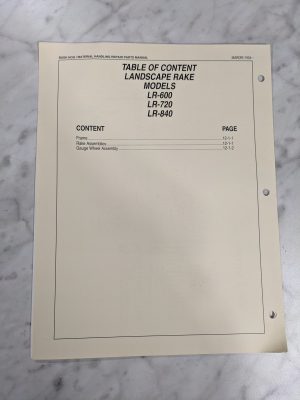 Bush Hog Repair Parts List Catalog Manual Landscape Rake 1994 Lr- 600 720 840