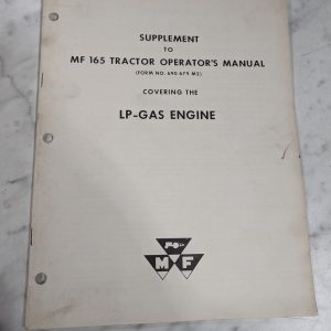 Massey Ferguson Operator'S Manual Supplement Mf 165 Tractors Lp-Gasoline