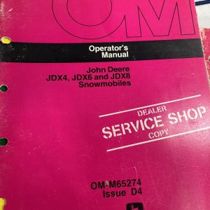 John Deere Jd Operator'S Manual Jdx4 Jdx6 Jdx8 Snowmobiles Om-M65274