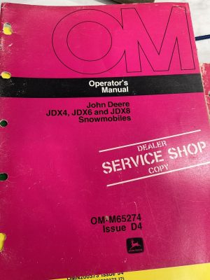 John Deere Jd Operator'S Manual Jdx4 Jdx6 Jdx8 Snowmobiles Om-M65274