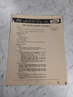 Ford Service Training Conference Guide Tractor Hydraulic Adjustments Se-5256
