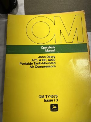 John Deere Jd Operator'S Manual A75 A100 A200 Air Compressors Jdm Om-Ty4576