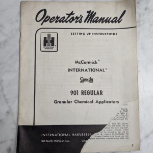 International Harvester Ih Operator'S Setup Manual Mccormick Gandy 901 Chemical