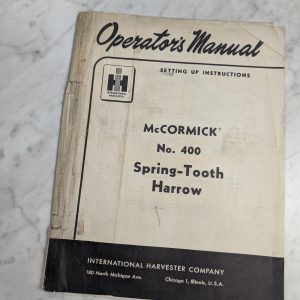 International Harvester Ih Operator'S Setup Manual Mccormick 400 Harrow