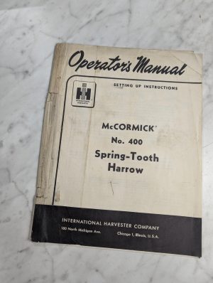 International Harvester Ih Operator'S Setup Manual Mccormick 400 Harrow
