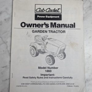 Cub Cadet Owner'S Operators Manual Garden Tractor Model 1860